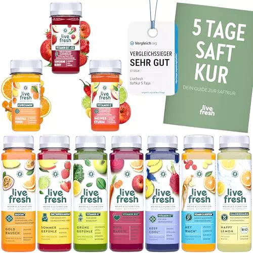 LiveFresh Saftkur - Vegane Fastenkur mit kaltgepressten Säften und Shots