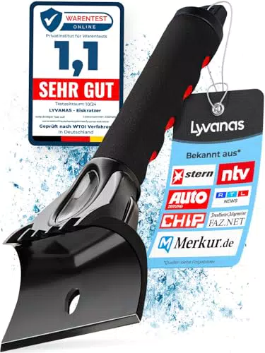 LYVANAS Eiskratzer Auto TESTSIEGER 2022* - Ergonomischer Profi Scheibenkratzer Auto schnell & stark - Effizienter & sicherer Schneekratzer Auto aus Premium ABS - Kratzer Auto Zubehör schont langlebig