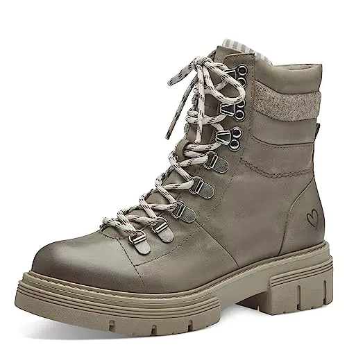 MARCO TOZZI Damen Stiefeletten aus Kunstleder mit Plateau, Braun.