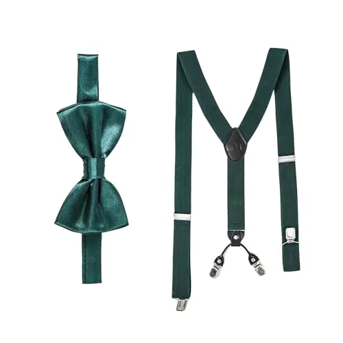 Massi Morino Hosenträger Y-Form mit Fliege für Herren und Damen - elastisch und verstellbar