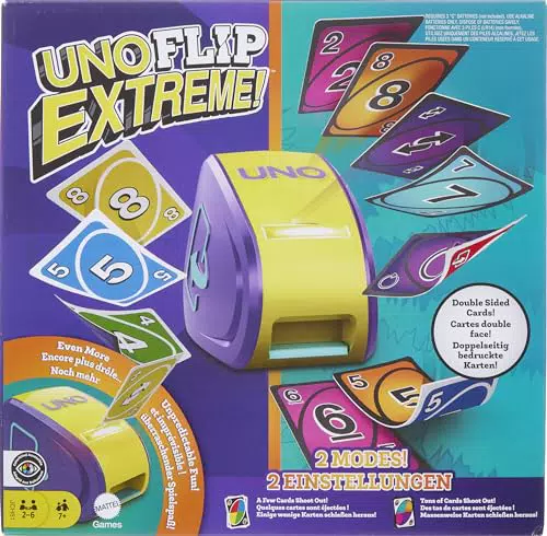 Mattel Games UNO Extreme Kartenspiel für die ganze Familie - Kartenwerfer inklusive