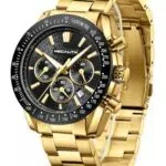 MEGALITH Herren Armbanduhr Edelstahl Analog Quarz Chronograph wasserdicht