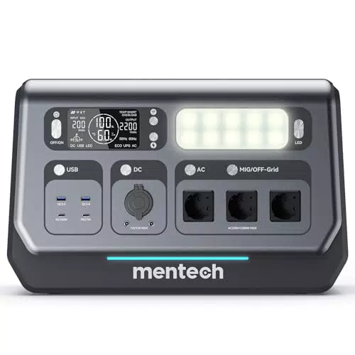 Mentech BP2200 Balkonkraftwerk mit 2048Wh Speicher und 800W Microwechselrichter