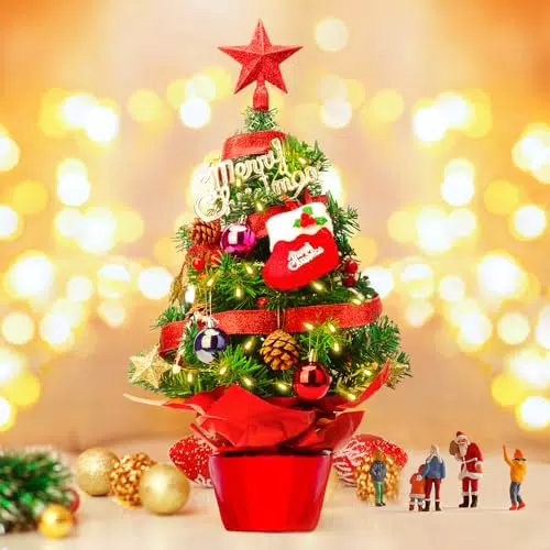 Mini Weihnachtsbaum mit LED Beleuchtung - Künstlicher Tisch Weihnachtsbaum Deko
