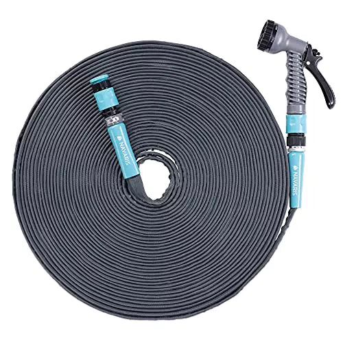 Navaris Gartenschlauch Flexibel mit Brause und Schnelladaptern - Knickfrei PVC