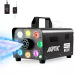 AGPtEK Nebelmaschine mit kabelloser Fernbedienung und LED Licht für Feste