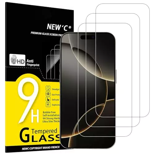 NEW'C Panzer Schutzglas für iPhone 16 Pro Max, 9H Härte, HD Ultra-klar