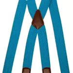 Olata Extra Breite Herren Hosenträger X-Form mit Braun Leder und Karabinerhaken 4 cm. Schwarz
