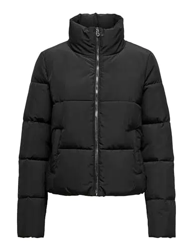 ONLY Damen Kurze Jacke ONLDOLLY Warm Gefütterte Puffer Übergangsjacke mit Reißverschluss ohne Kapuze