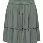 ONLY Damen Mini Volant Rock Kurzer A-Linien Chiffon Rüschen Skirt mit Tunnelzug Bund ONLIBIZA