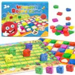 Ophy Brettspiele - Kinderspiel 2 in 1 für 2-6 Spieler, Montessori Holzspielzeug