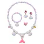 OSDUE Meerjungfrau Schmuckset für Mädchen – Halskette, Ringe, Armbänder und Ohrringe