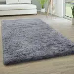 Hochflor Teppich Wohnzimmer - Weicher Shaggy Teppich in Grau