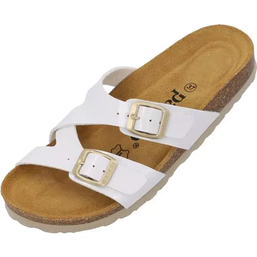 Palado Damen Pantoletten Arrila - Bequeme Sandalen mit Kork-Fußbett