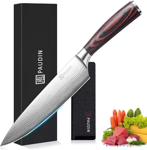PAUDIN Kochmesser 20 cm – Profi Küchenmesser aus hochwertigem Carbon Edelstahl