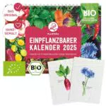 Plantura Einpflanzbarer Kalender 2025 – Bio-Saatgut-Kalender mit 12 Samenkarten