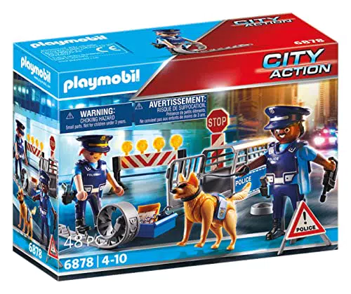 PLAYMOBIL Polizei-Straßensperre City Action 6878 für Kinder ab 5 Jahren