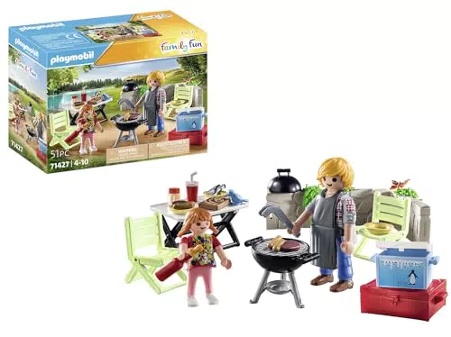 PLAYMOBIL Family Fun 71427 Grill- und Camping-Spielset für Kinder ab 4 Jahren