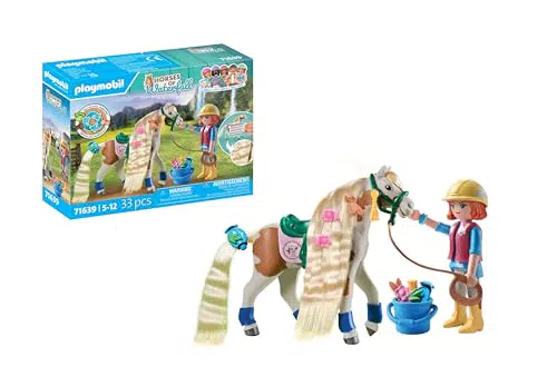 PLAYMOBIL Wasserfallpferde 71639 mit Haarschmuck und Silikon-Armbändern für Kinder
