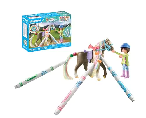 PLAYMOBIL Kreativset Wasserfall mit Pferd und Stiften für Kinder ab 5 Jahren