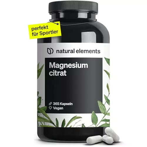 Magnesiumcitrat 360 mg elementares Magnesium pro Tagesdosis 365 vegane Kapseln hochdosiert