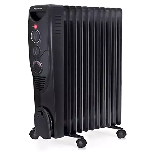 Pro Breeze Ölradiator 2500W mit Zeitschaltuhr, 3 Heizstufen und Thermostat