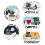 qeedo Camping Sticker Set – Witzige Aufkleber mit Camping Motiven für Autos