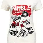 Queen Kerosin Damen T-Shirt Vintage Look Rumble Queen Rundhals Kurzarm Slim Fit Rumble Queen