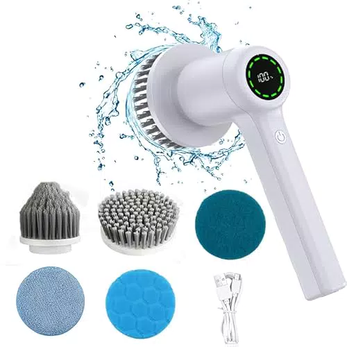 Reinigungsbürste elektrisch mit LED-Anzeige - Handheld Spin Scrubber für Haushalt