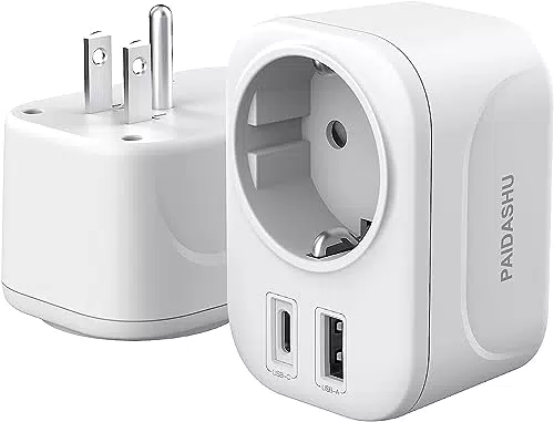 Reisestecker Adapter USA Deutschland mit USB A & C – Stromadapter für Reisen