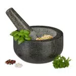 Relaxdays Granit Mörser mit Stößel – Robuster und langlebiger Steinmörser