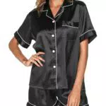 Reliwel Satin Schlafanzug Damen mit V-Ausschnitt – Kurzarm Pyjama Sets für den Sommer