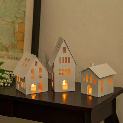 Romadedi Lichthaus Metall Windlicht für Weihnachtsdeko mit LED Kerzenhalter