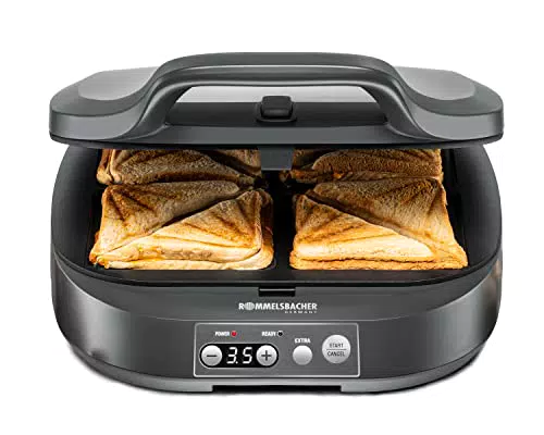 ROMMELSBACHER Sandwich Maker ST 1800 mit Antihaftbeschichtung und Zeitschaltuhr