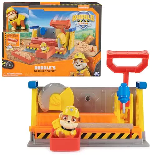 Rubble & Crew Werkstatt Spielset mit Hundefigur und Kinetic Sand für Kinder ab 3 Jahren