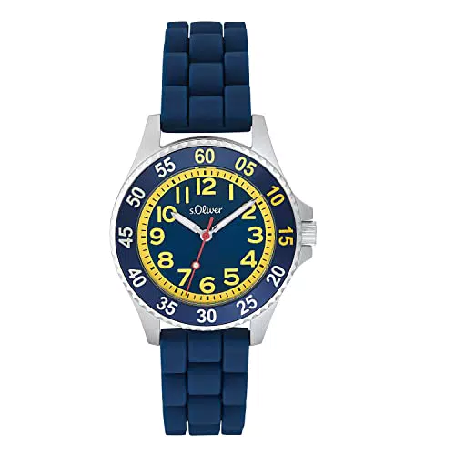 s.Oliver Armbanduhr Jungen Quarzuhr Analog mit Silikonarmband, wasserdicht