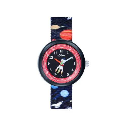 s.Oliver Armbanduhr für Jungen, Quarzuhr analog mit Nylonarmband, wasserfest