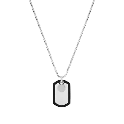 s.Oliver Herren Kette mit Anhänger aus Edelstahl und Kautschuk, Modell 2036864