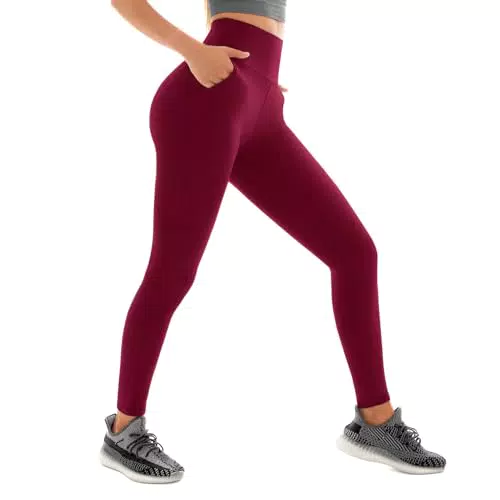 Sanpetix Damen Hochtaillierte Sportleggings mit Taschen für Gym und Yoga
