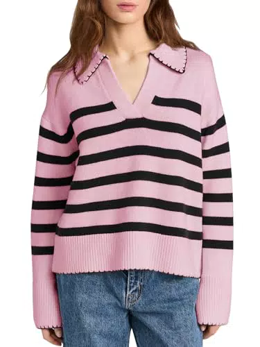 Saodimallsu Damen Strickpullover V-Ausschnitt Langarm Lässig Sweater
