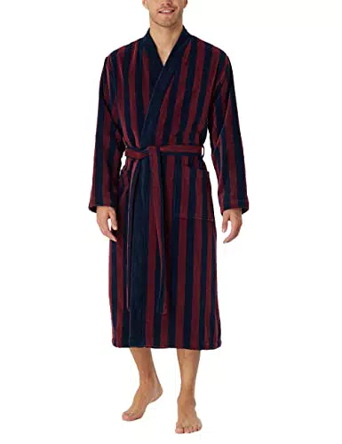 Schiesser Herren Bademantel aus Bio-Baumwolle - Weiches Velours, 125 cm Länge