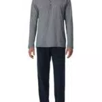 Schiesser Herren Schlafanzug lang Pyjamaset, Blau 800