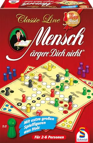 Schmidt Spiele Mensch ärgere Dich Nicht – Klassisches Spiel mit großen Holzfiguren