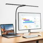 LED Schreibtischlampe dimmbar, Doppelkopf Klemmbar für Homeoffice, Augenschutz