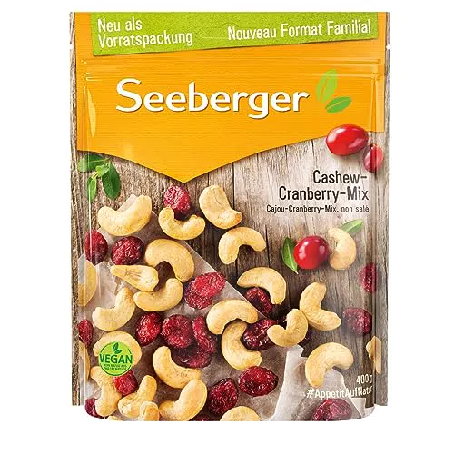 Seeberger Cashew-Cranberry-Mix – Knackige Cashewkerne mit süß-säuerlichen Cranberries