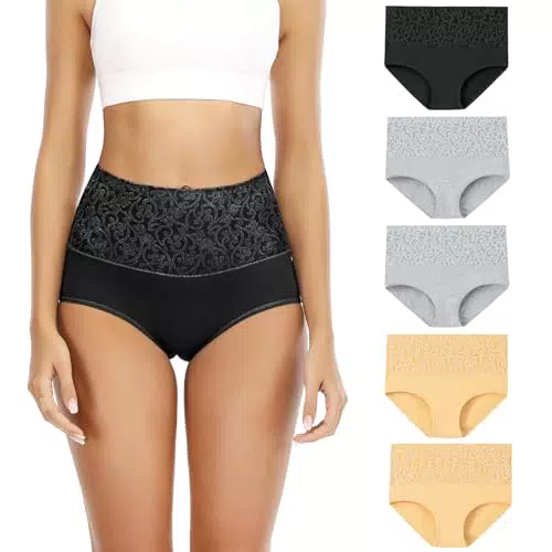 Senllori Damen-Unterwäsche hohe Taille Baumwolle Bauchkontrolle weich