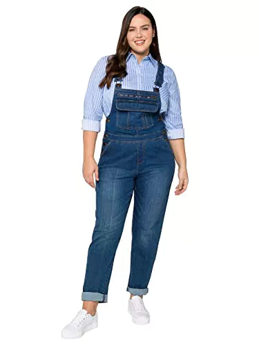Sheego Jeans-Latzhose aus elastischem Baumwollmix für Damen in großen Größen