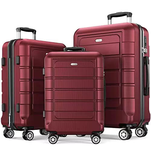 SHOWKOO Hartschalen Reisekoffer mit TSA Schloss und 4 Rollen, erweiterbar
