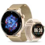 Smartwatch Damen mit Telefonfunktion, 1,43 Zoll Touchscreen, Bluetooth Fitnessuhr