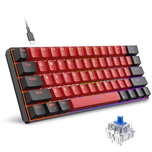 Mechanische Gaming-Tastatur von SNPURDIRI mit 60% Anti-Ghosting-Tasten und blauer LED-Hintergrundbeleuchtung